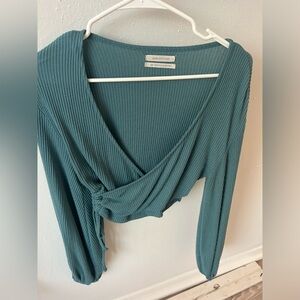 Blue UO wrap top